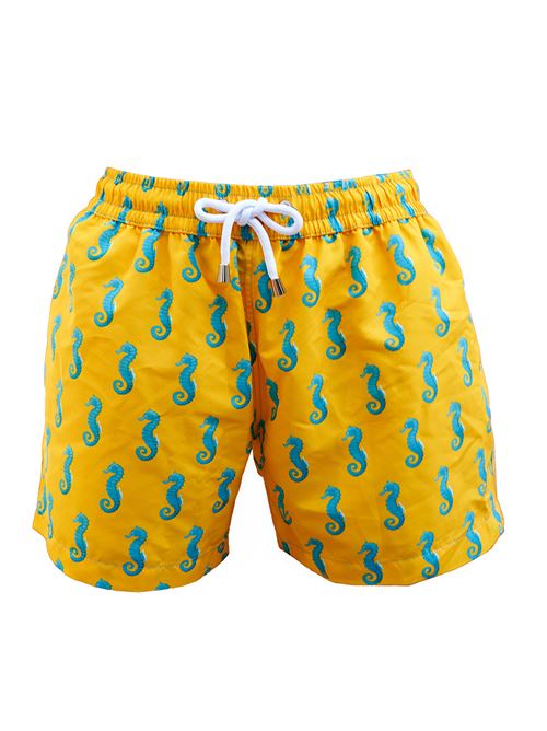men's swimsuit with seahorses Blue Real Capri | OCAVALLUCCGIALLO
